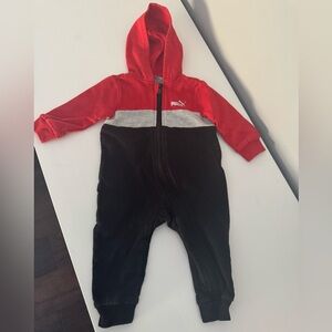 Puma Baby Red and Black Romper Jumper 6-9 months